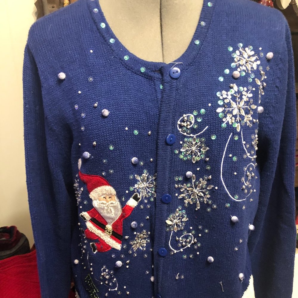 Kim Rogers vintage Christmas Cardigan, size L